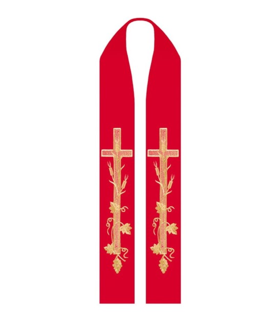 Stuła haftowana symbol Krzyża i grona