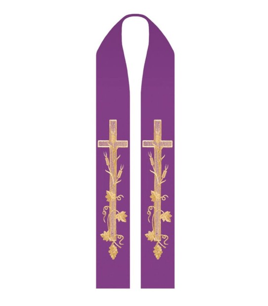 Stuła haftowana symbol Krzyża i grona