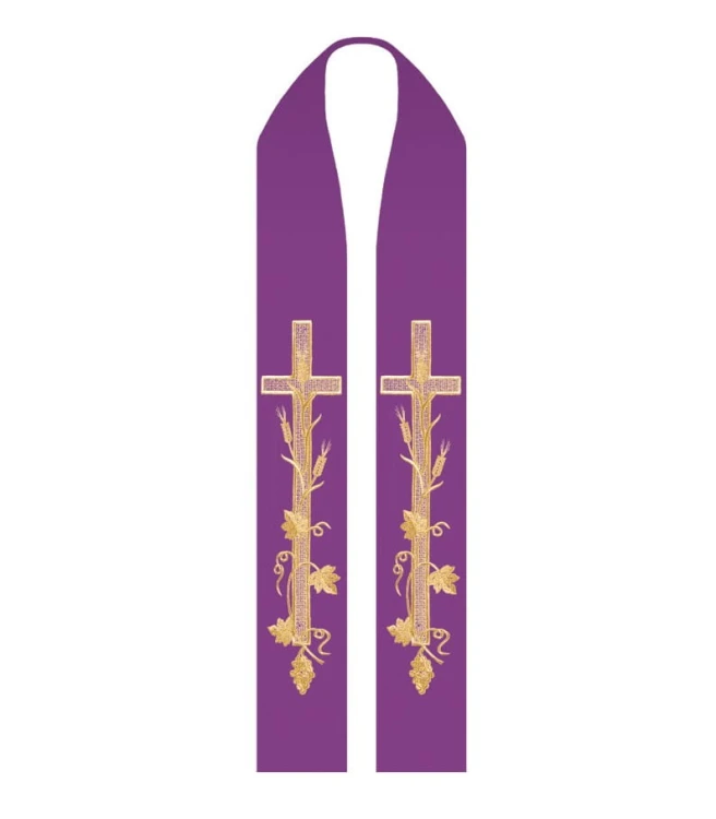 Stuła haftowana symbol Krzyża i grona