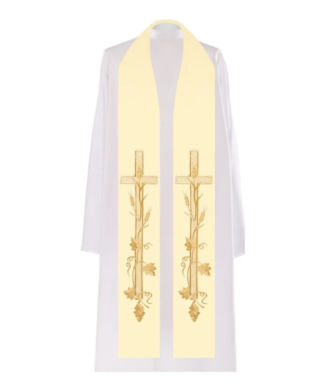 Stuła haftowana symbol Krzyża i grona