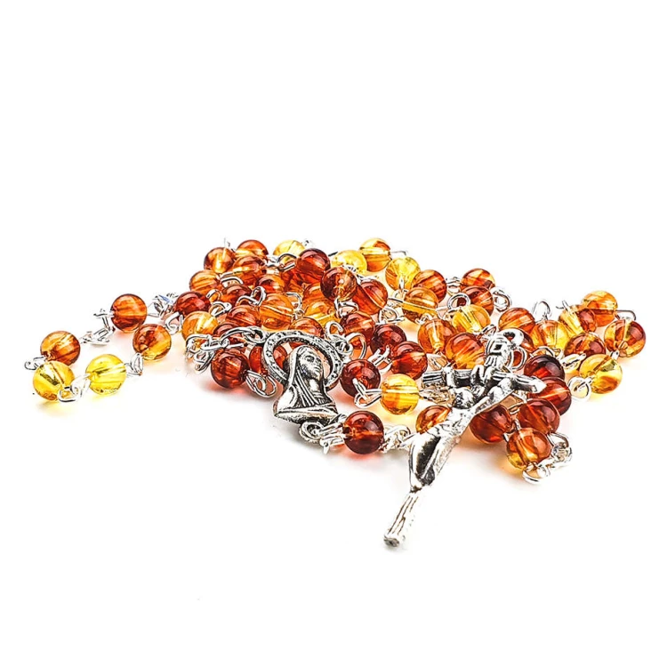 Różaniec akrylowy bursztyn mały