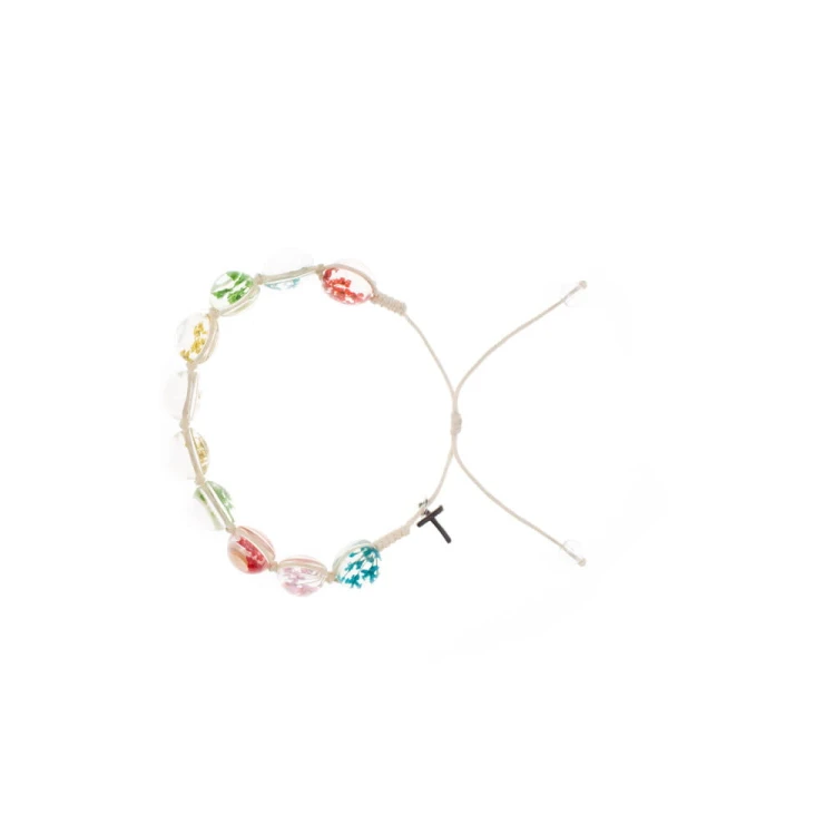 Bransoletka dziesiątek różańca kolorowe kwiaty a.jpg