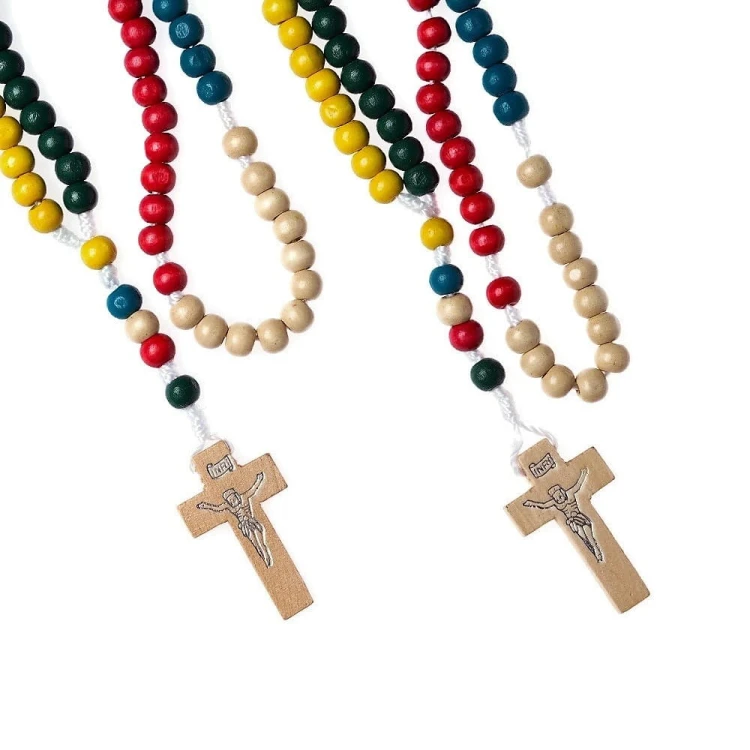 Różaniec drewniany misyjny