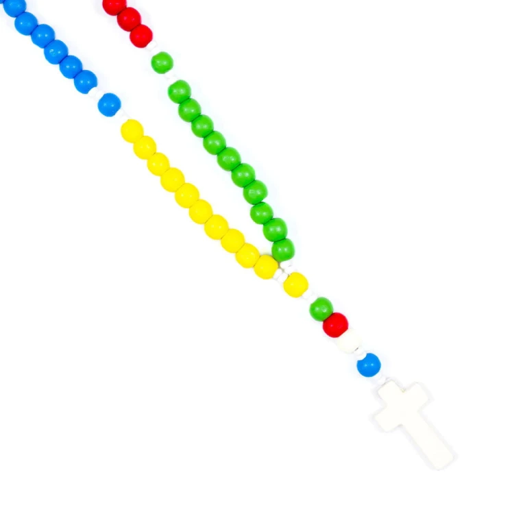 Różaniec misyjny drewniany na gumce