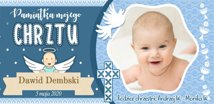 Kubek pamiątka Chrztu z personalizacją dla chłopca