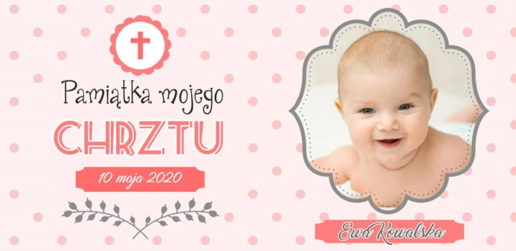 Kubek pamiątka Chrztu z personalizacją dla dziewczynki