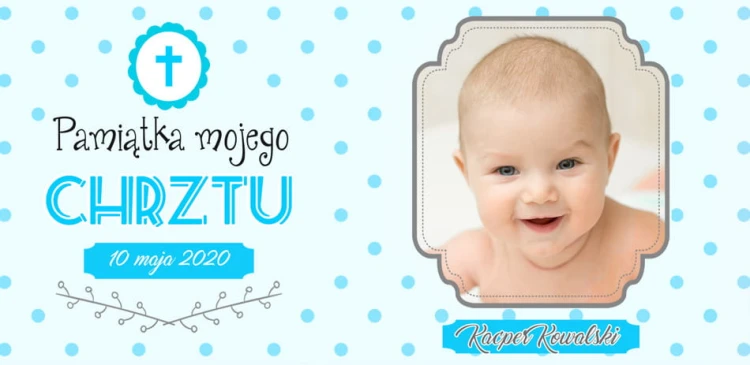 Kubek pamiątka Chrztu z personalizacją dla chłopca