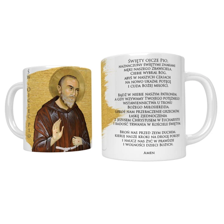 Kubek religijny ze świętym Ojcem Pio