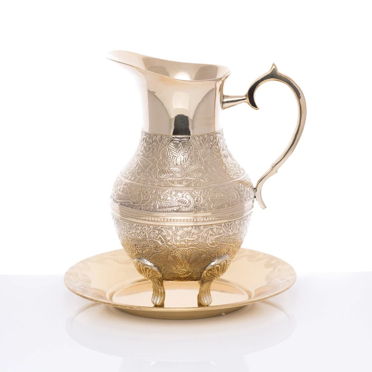 Dzbanek do Chrztu Świętego mosiądz pozłacany