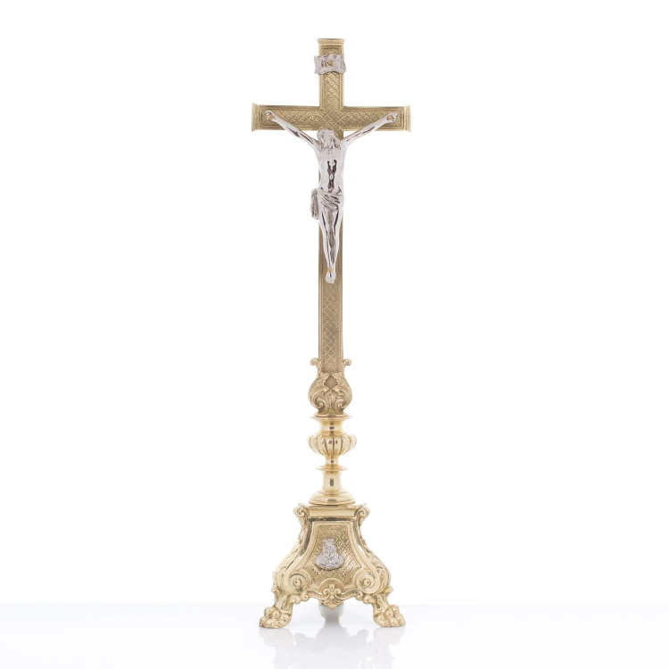 Krzyż ołtarzowy mosiężny 65 cm