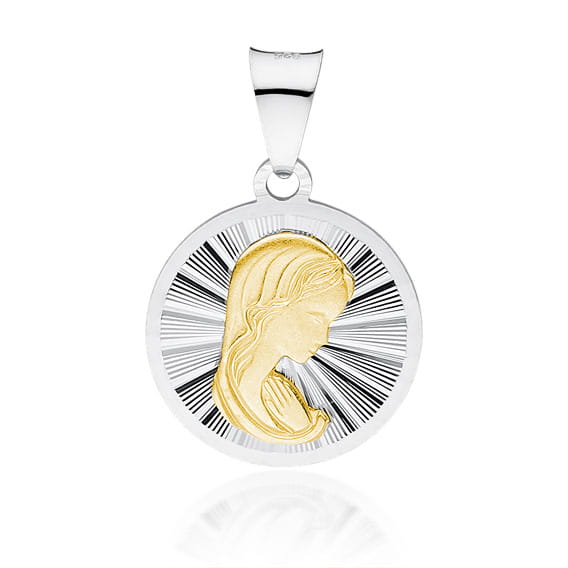 Srebrny medalik Matka Boska Madonna - pozłacany