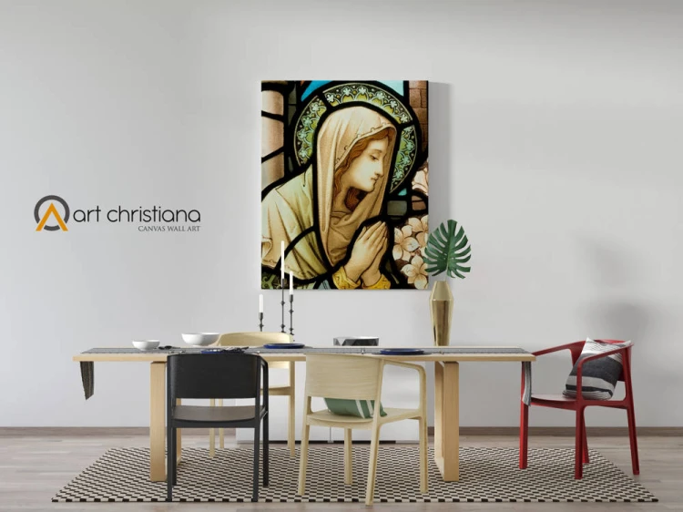 Obraz na płótnie canvas, Matka Boska witraż-Art Christiana wiz.jpg