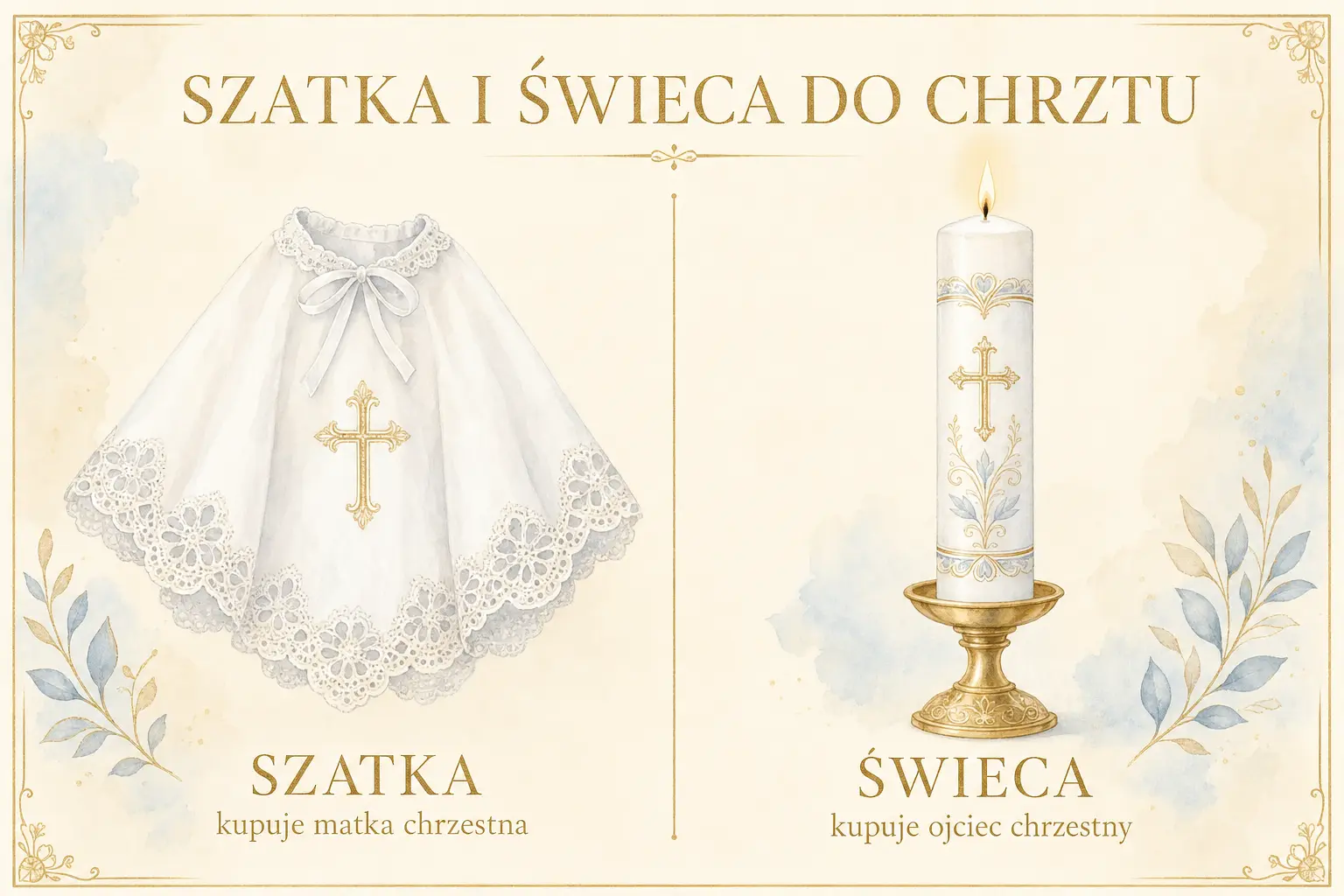 Szatka i świeca do chrztu