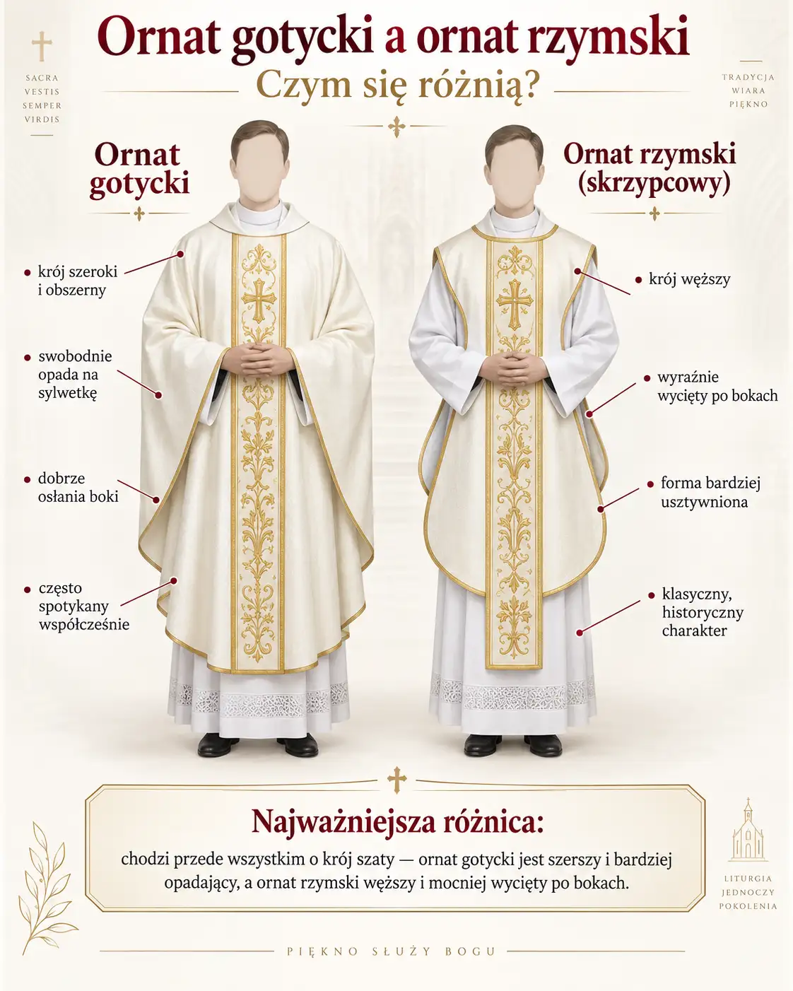 Ornat rzymski i ornat gotycki-porównanie