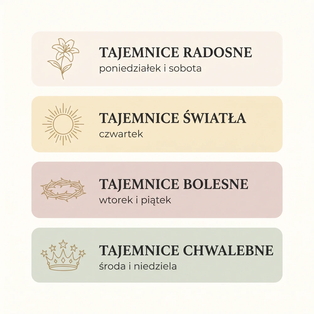 Tajemnice różańca — które odmawiać w jaki dzień tygodnia