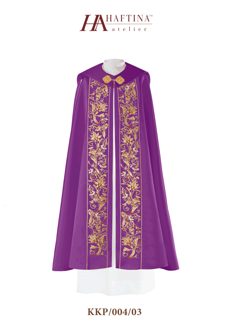 Kapa liturgiczna z haftem wypukłym.