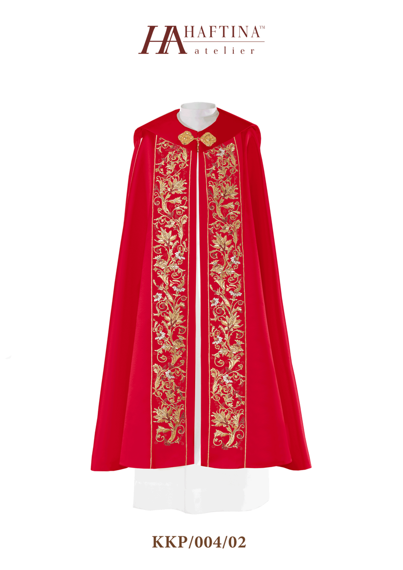 Kapa liturgiczna z haftem wypukłym.