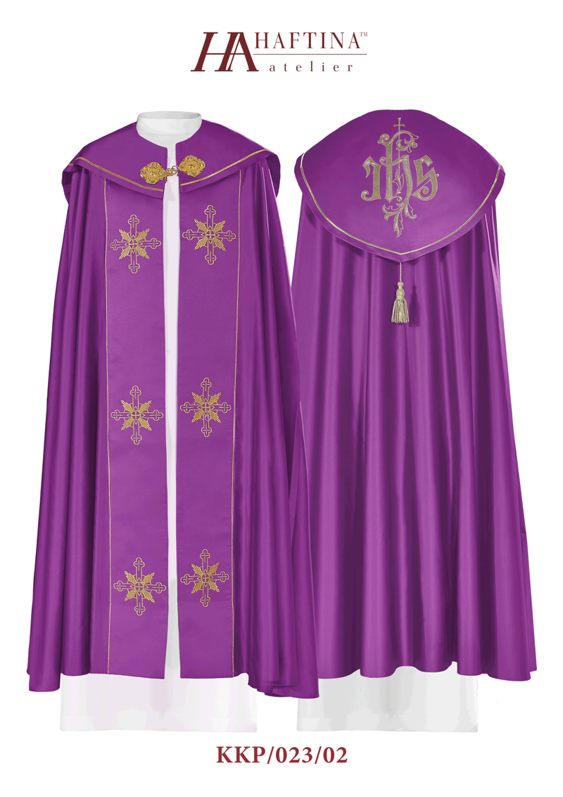 Kapa liturgiczna z symbolem IHS.