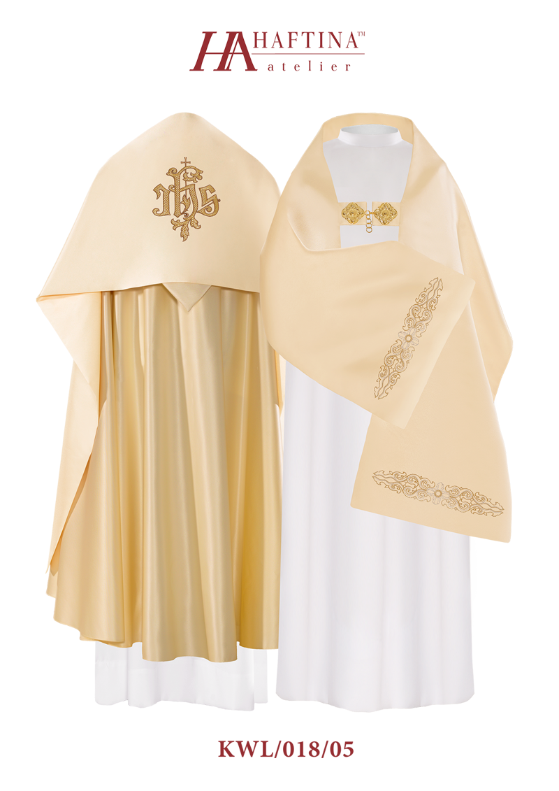 Welon bogato haftowany z symbolem IHS.