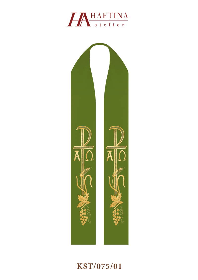 Stuła haftowana symbol Alfa i Omega