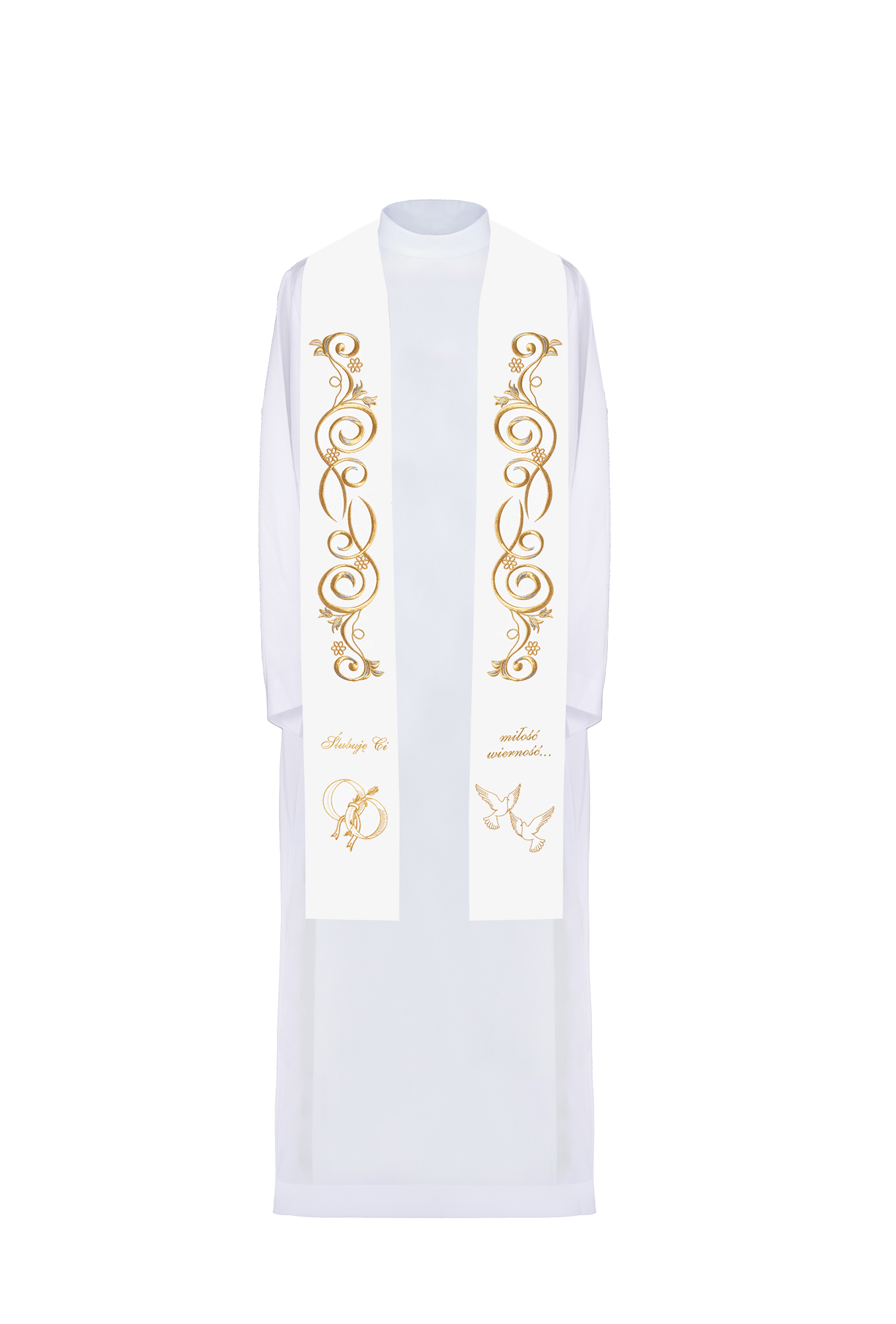 Ślubna stuła haftowana z napisem "Ślubuję Ci wierność"