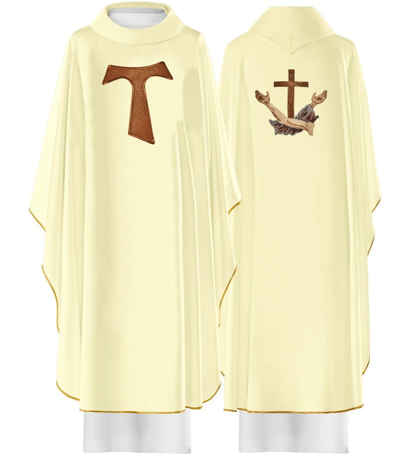 Ornat haftowany z Krzyżem Tau i Herbem Franciszkańskim