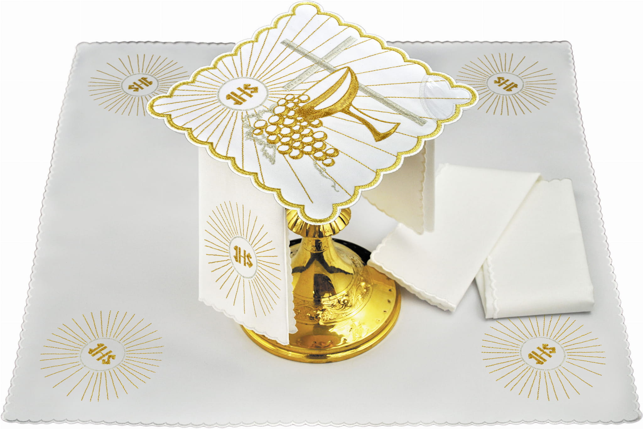 Komplet bielizny kielichowej - Hostia, Kielich i Krzyż