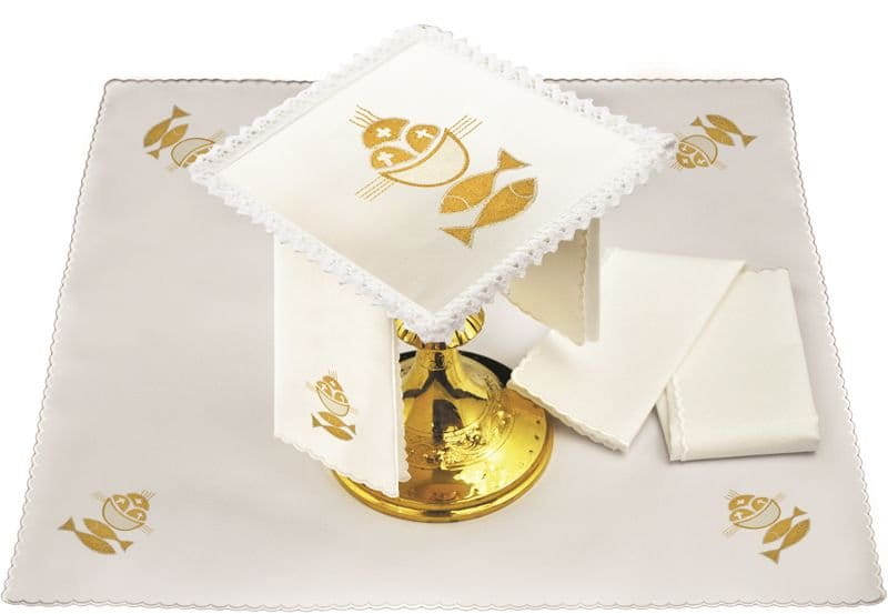 Linen chalice set-symbols of Bread and Fish