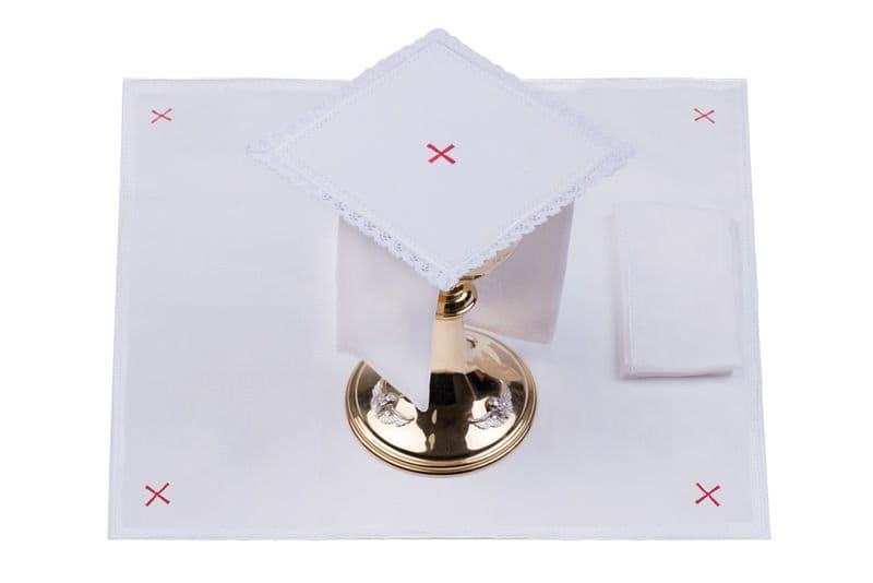 Chalice linen set with red Cross