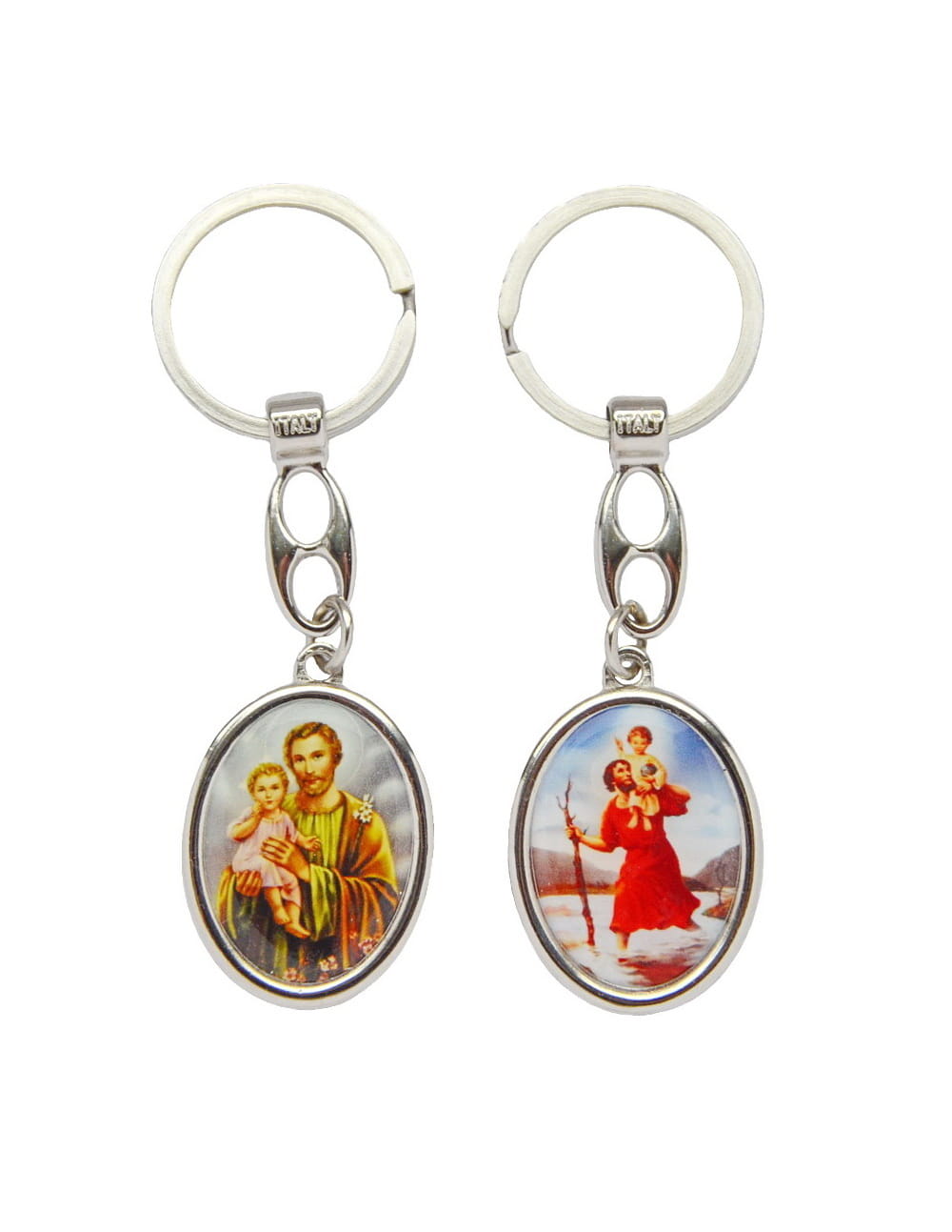 Keychain with Saint Joseph and Saint Christopher.