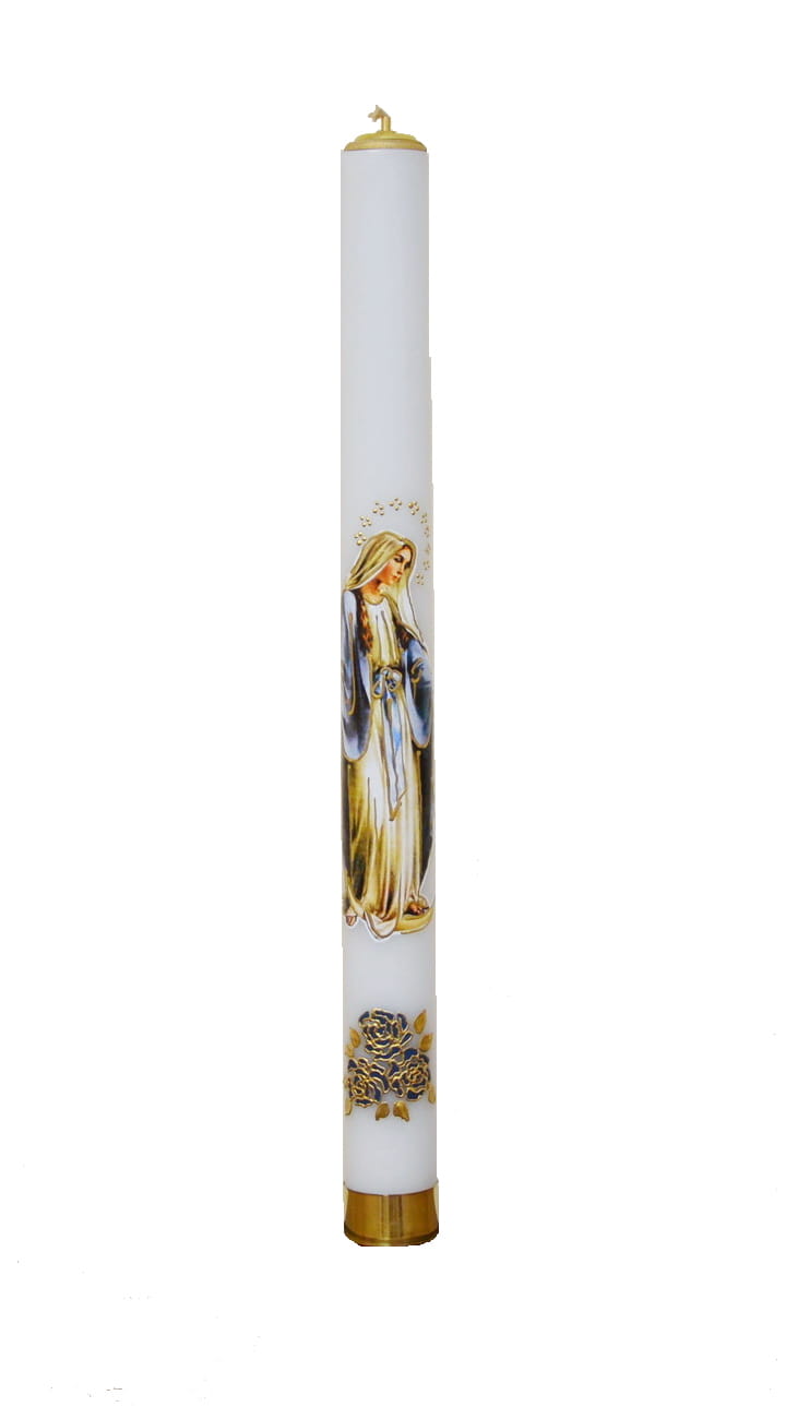 Rorate mass candle with Our Lady Immaculate