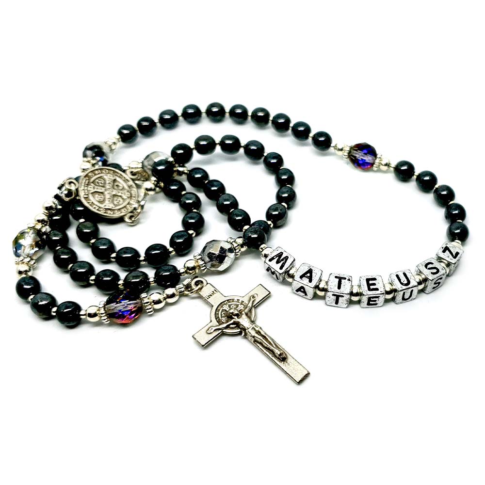 Benedictine rosary with the name.