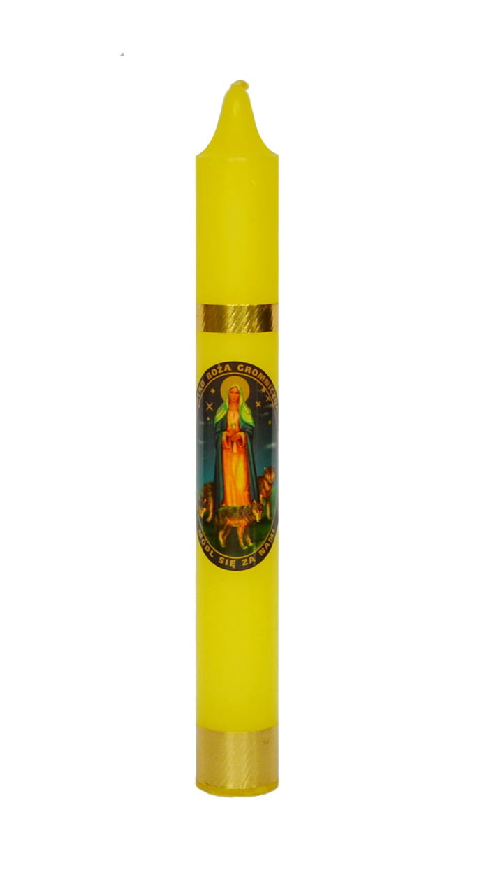 Our Lady of Candles average yellow candle