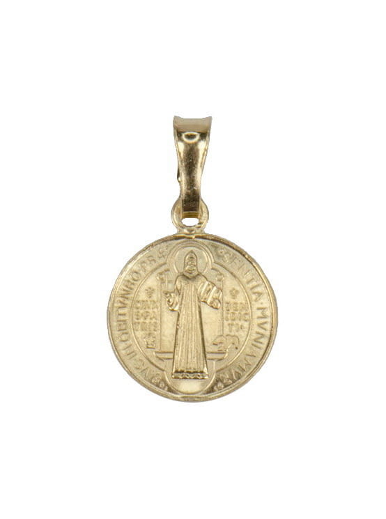 Gold-plated Saint Benedict medal.