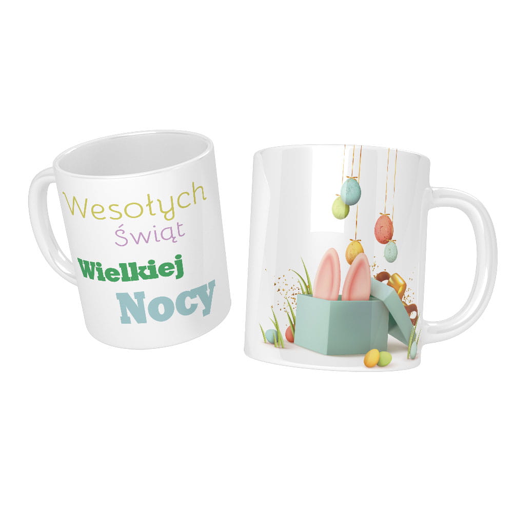 White mug with Easter theme