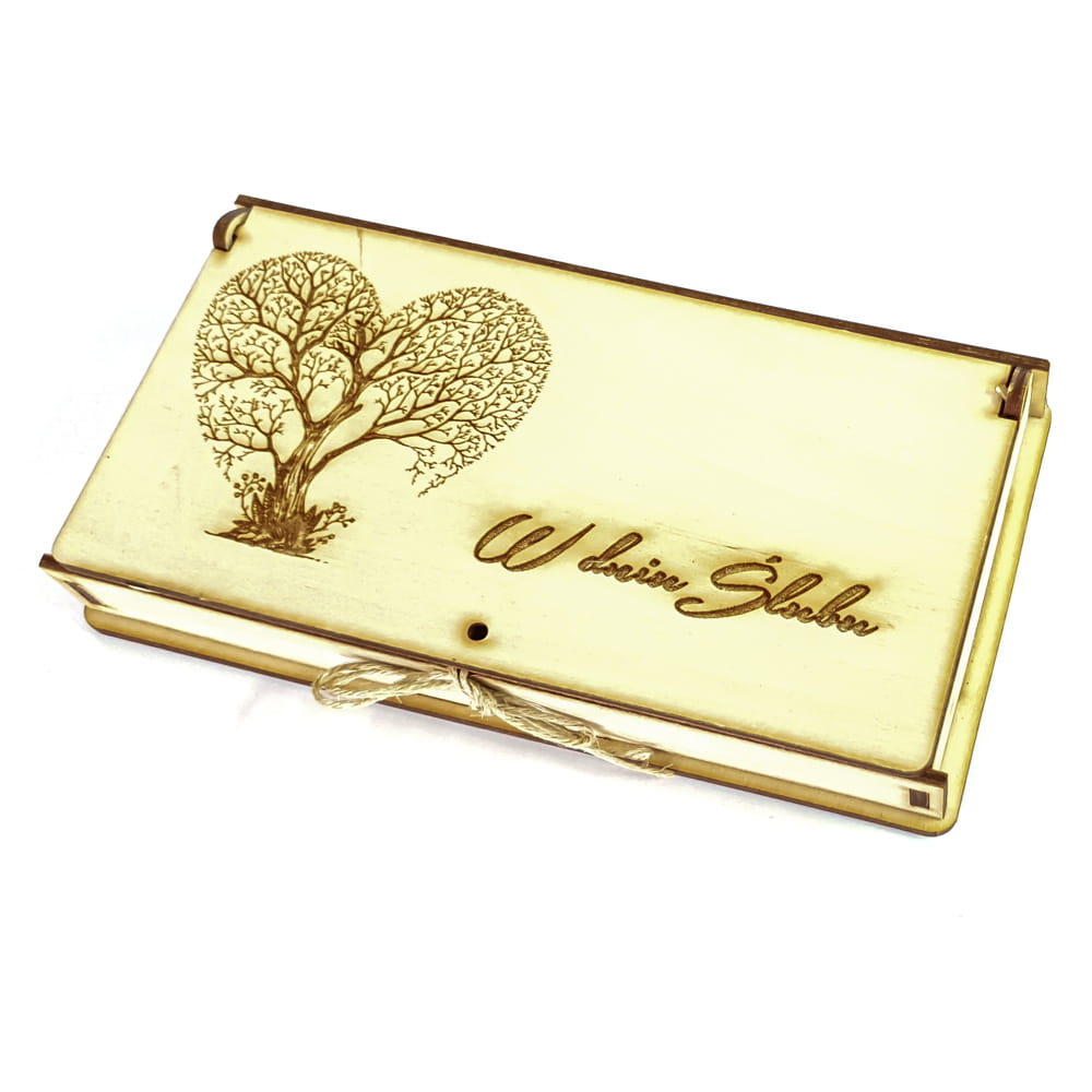 Pudełeczko Drzewo Miłości ze sklejki na ślub