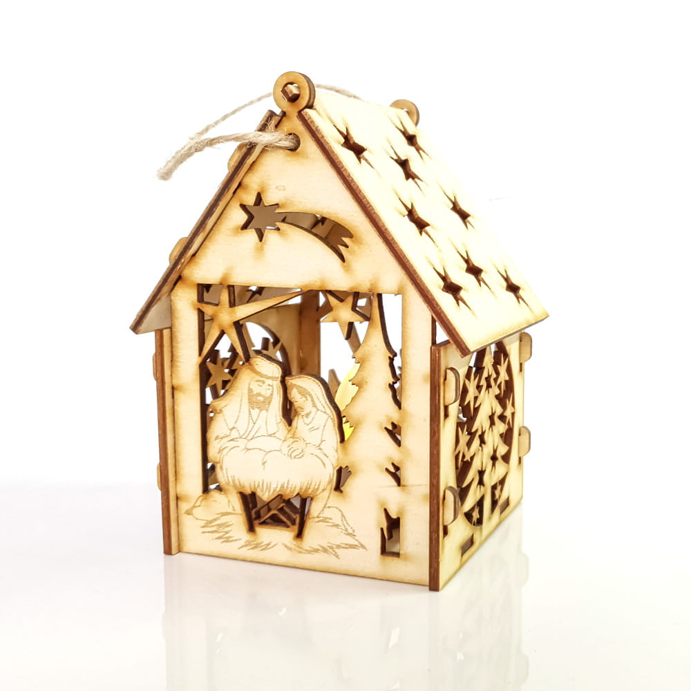 Lampion adwentowy stajenka na roraty ze sklejki.