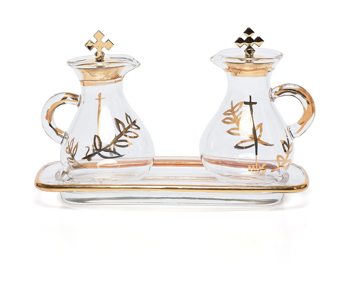 Ampoules set on a glass tray