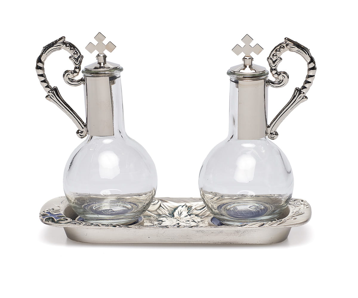 Ampułki magnetyczne komplet na niklowanej tacy