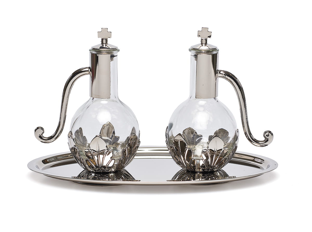 Ampułki posrebrzany komplet na tacy