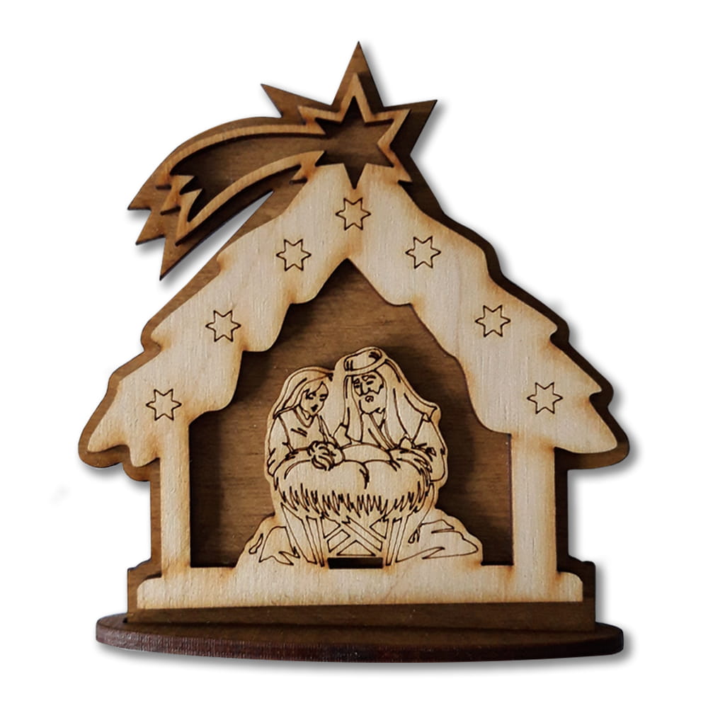 Small Christmas nativity scene made of plywood