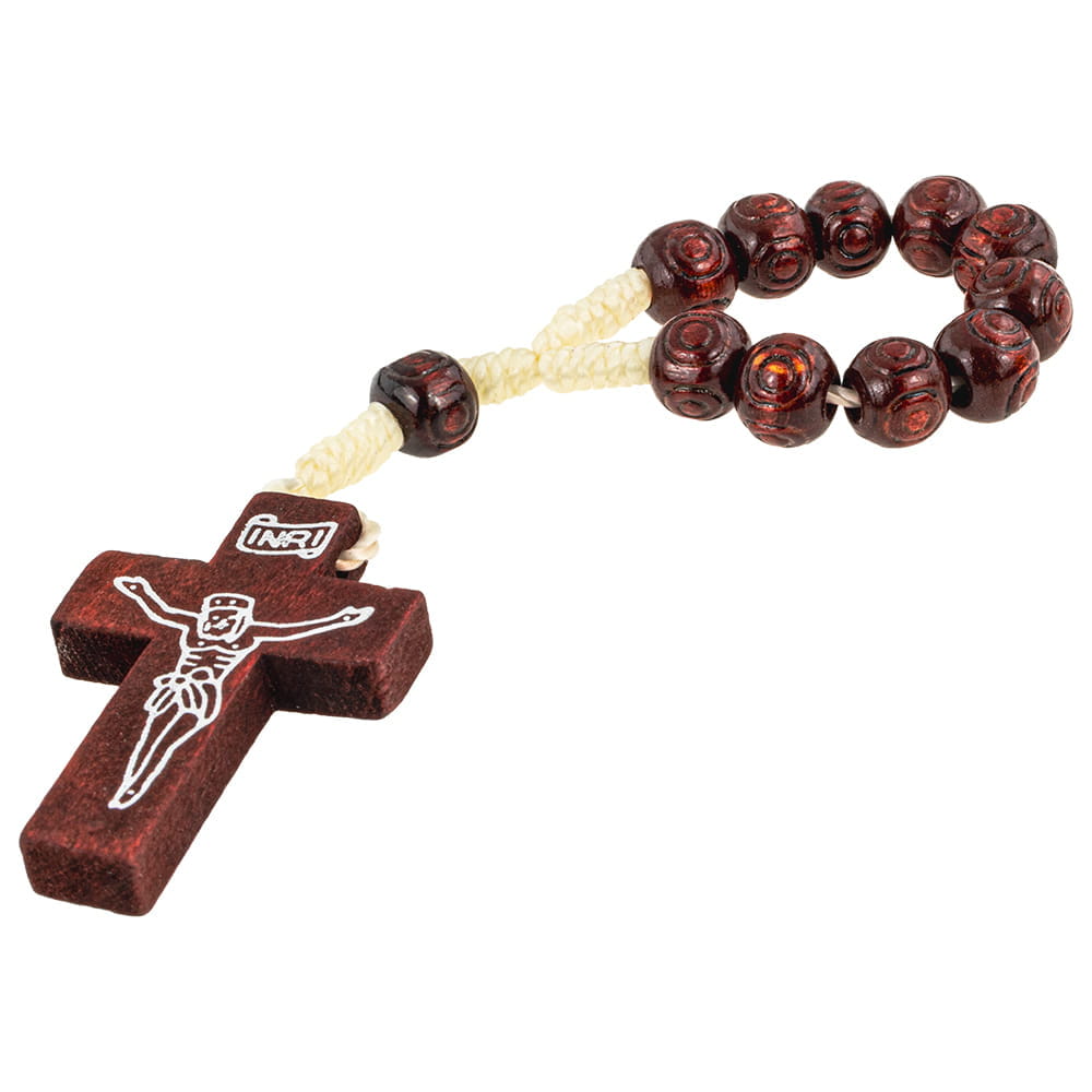 Wooden Decade Rosary on String - Elegance in Devotion