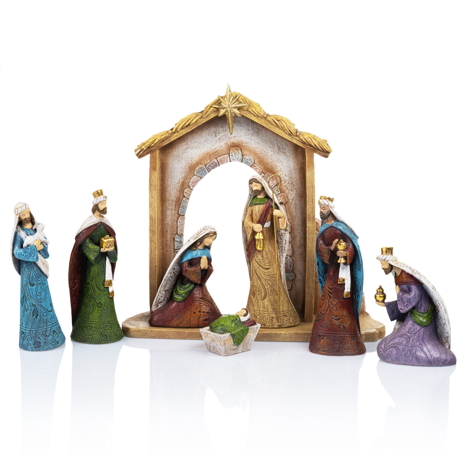 Traditional Christmas Crib with Figures of the Holy Family