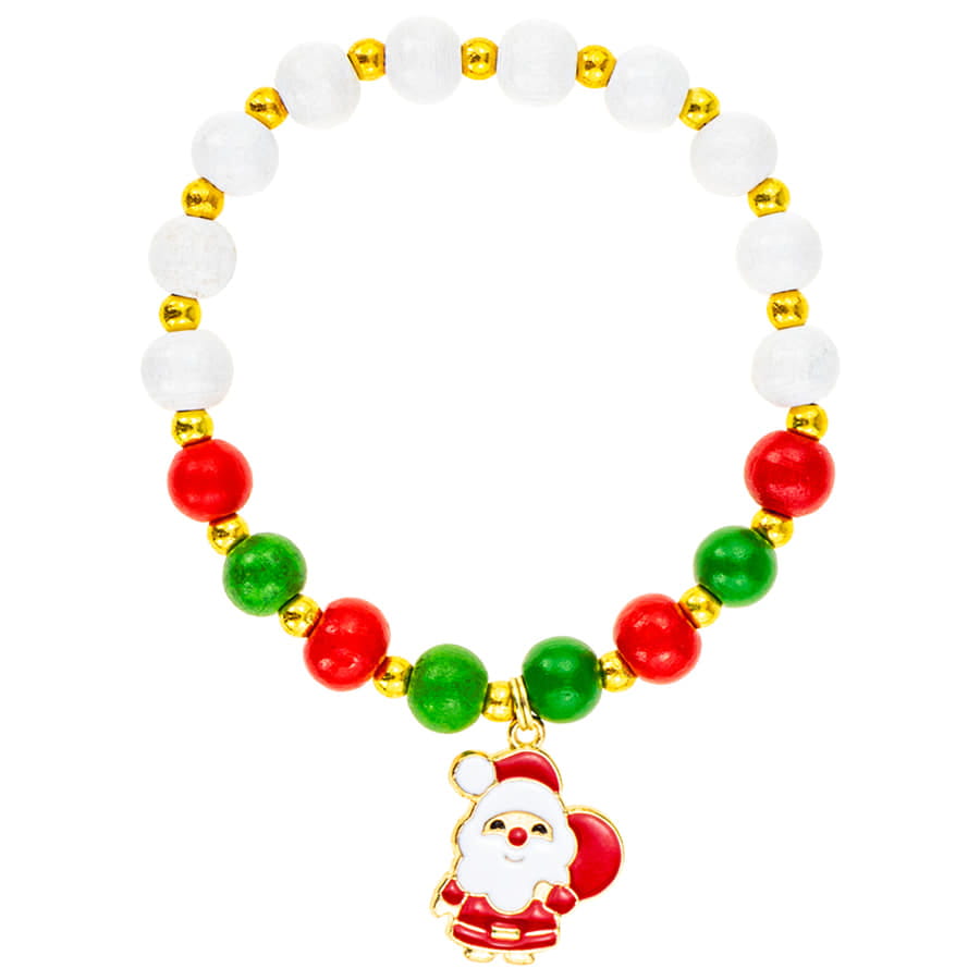 Buntes Weihnachtsarmband mit Weihnachtsmann-Anhänger