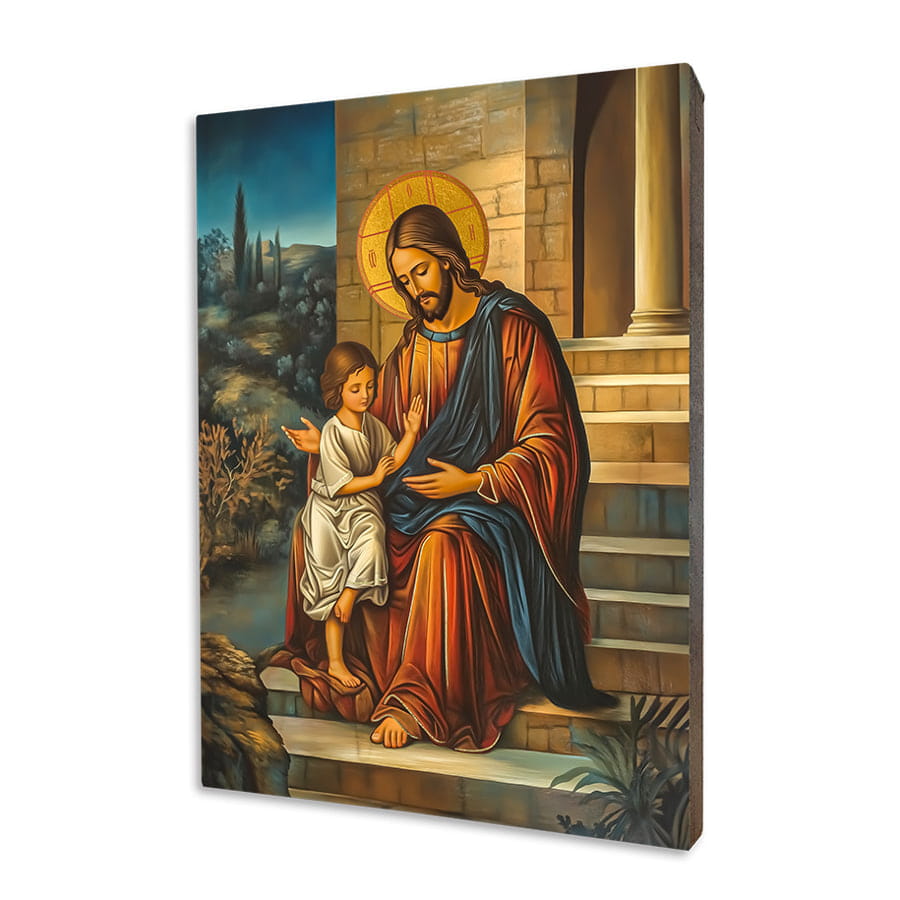Ikona Jezus z Dziewczynką - Doskonały Prezent dla Dziecka