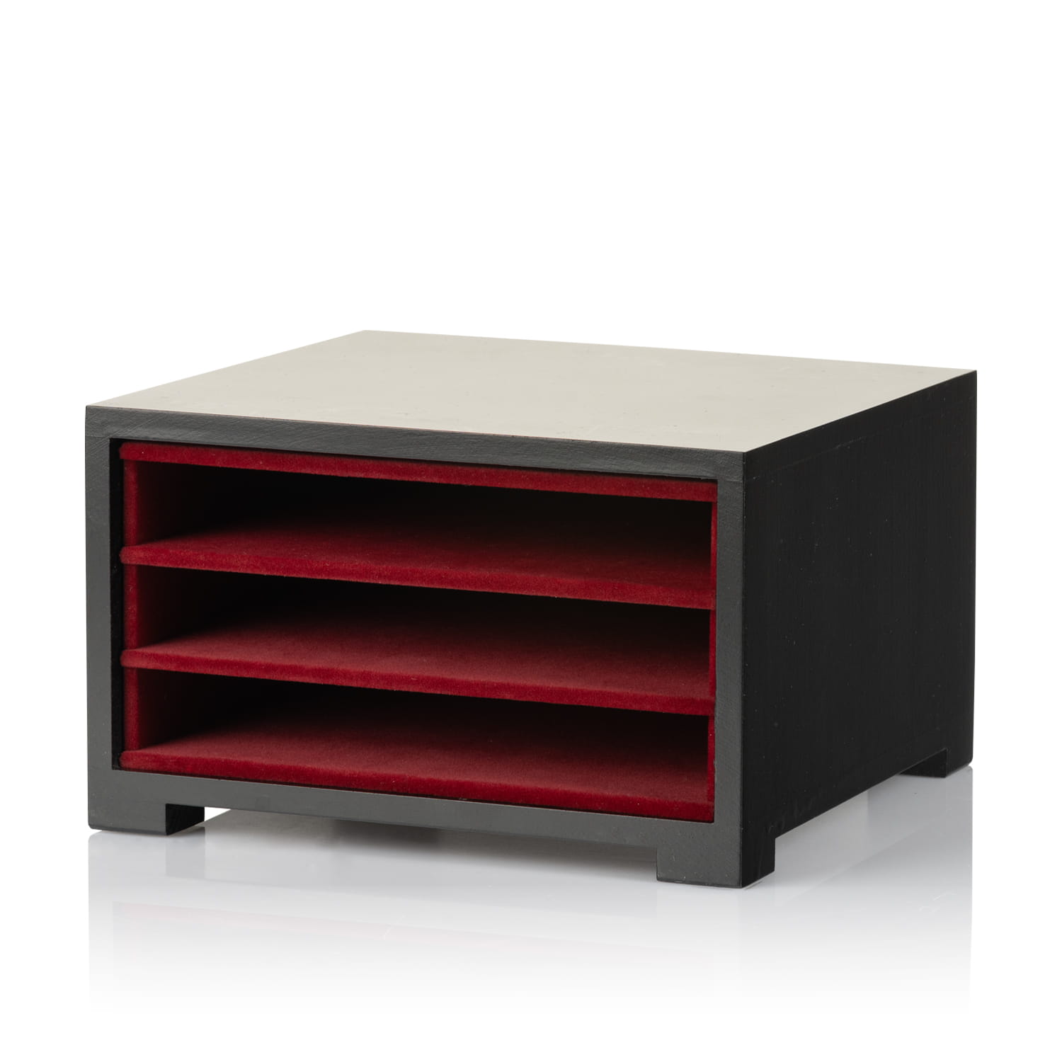 Case for 3 patens – lacquered wood with burgundy flock