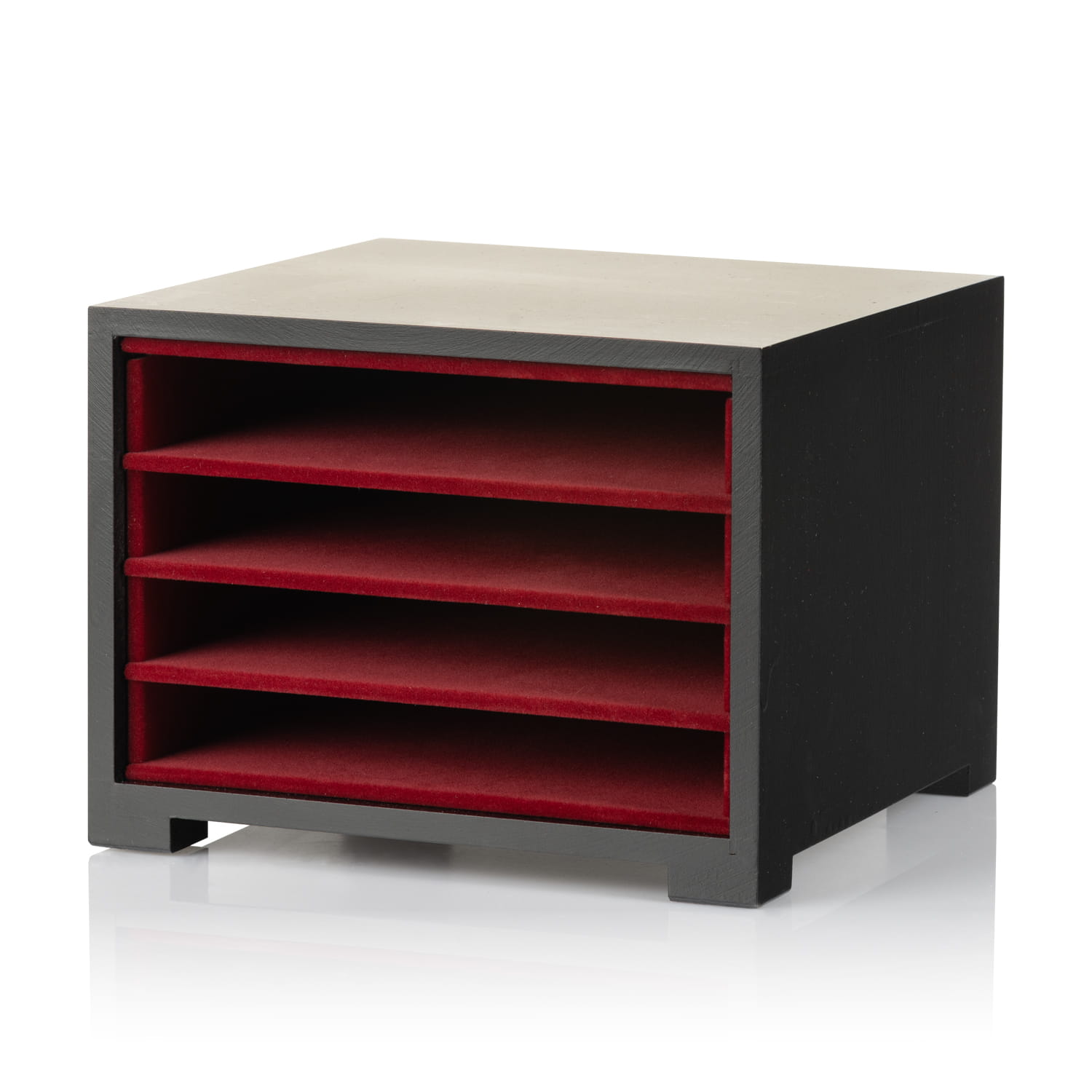 Case for 4 patens – lacquered wood with burgundy flock