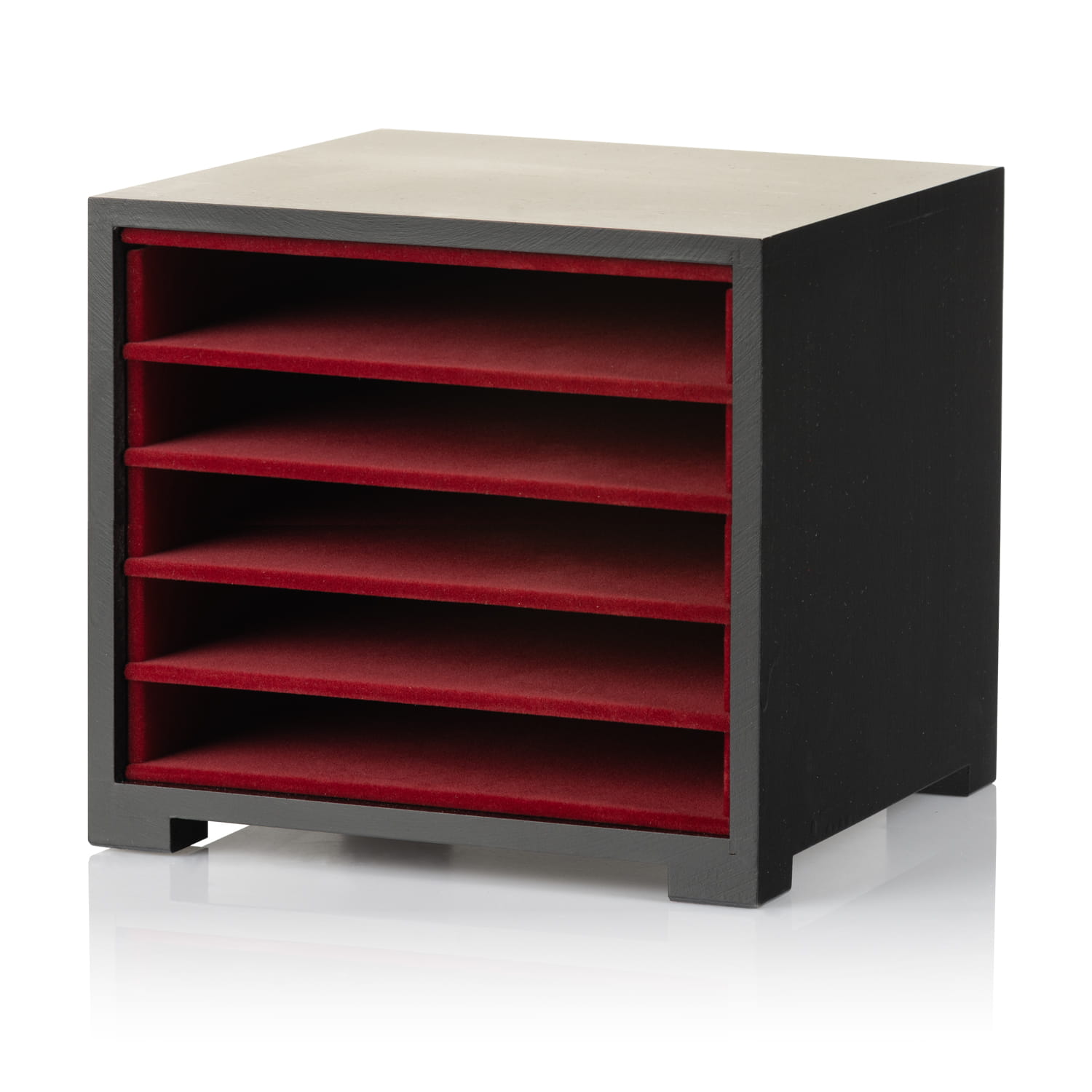Case for 5 patens – lacquered wood with burgundy flock