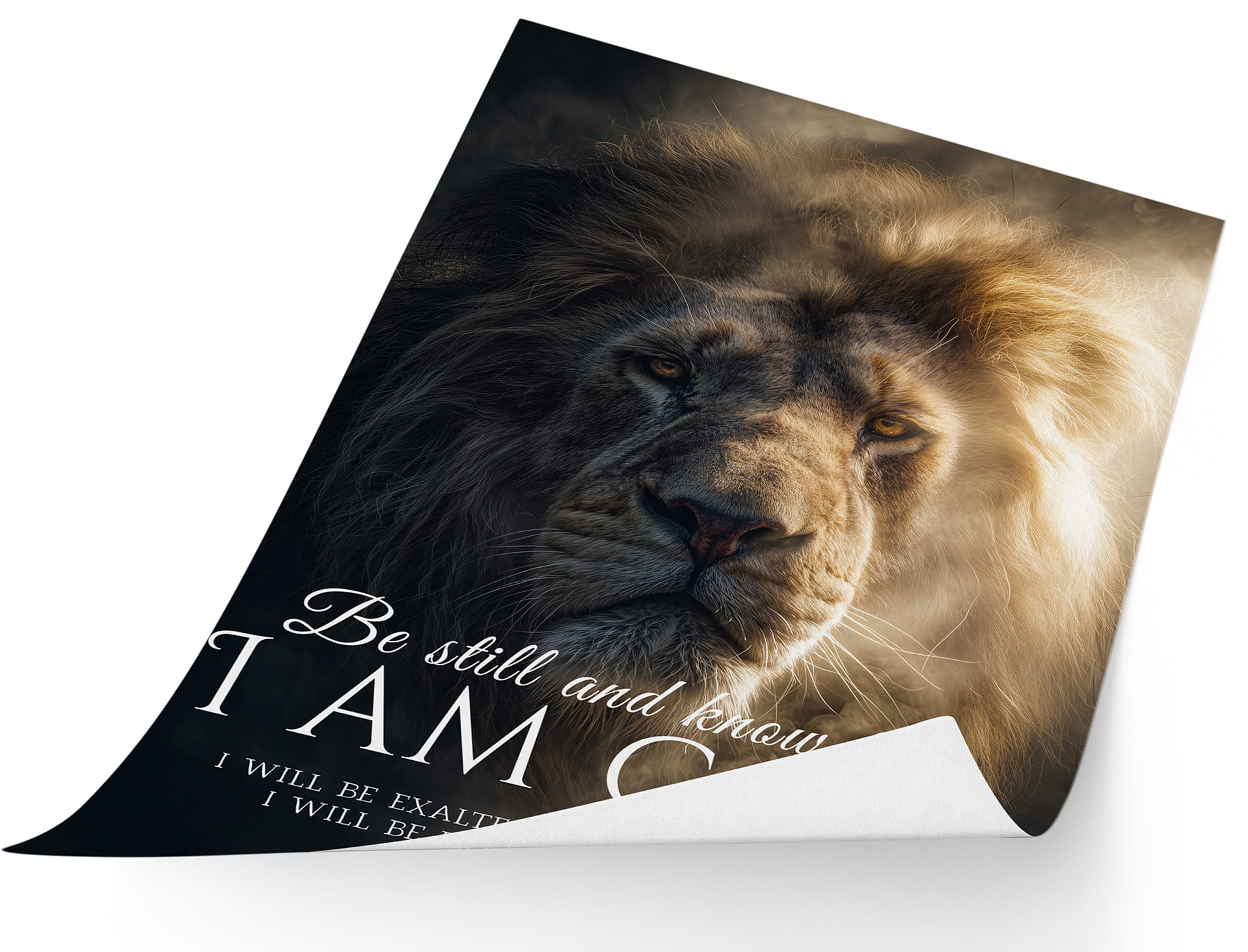 Lion – Be Still and Know That I Am God – Religious Poster
