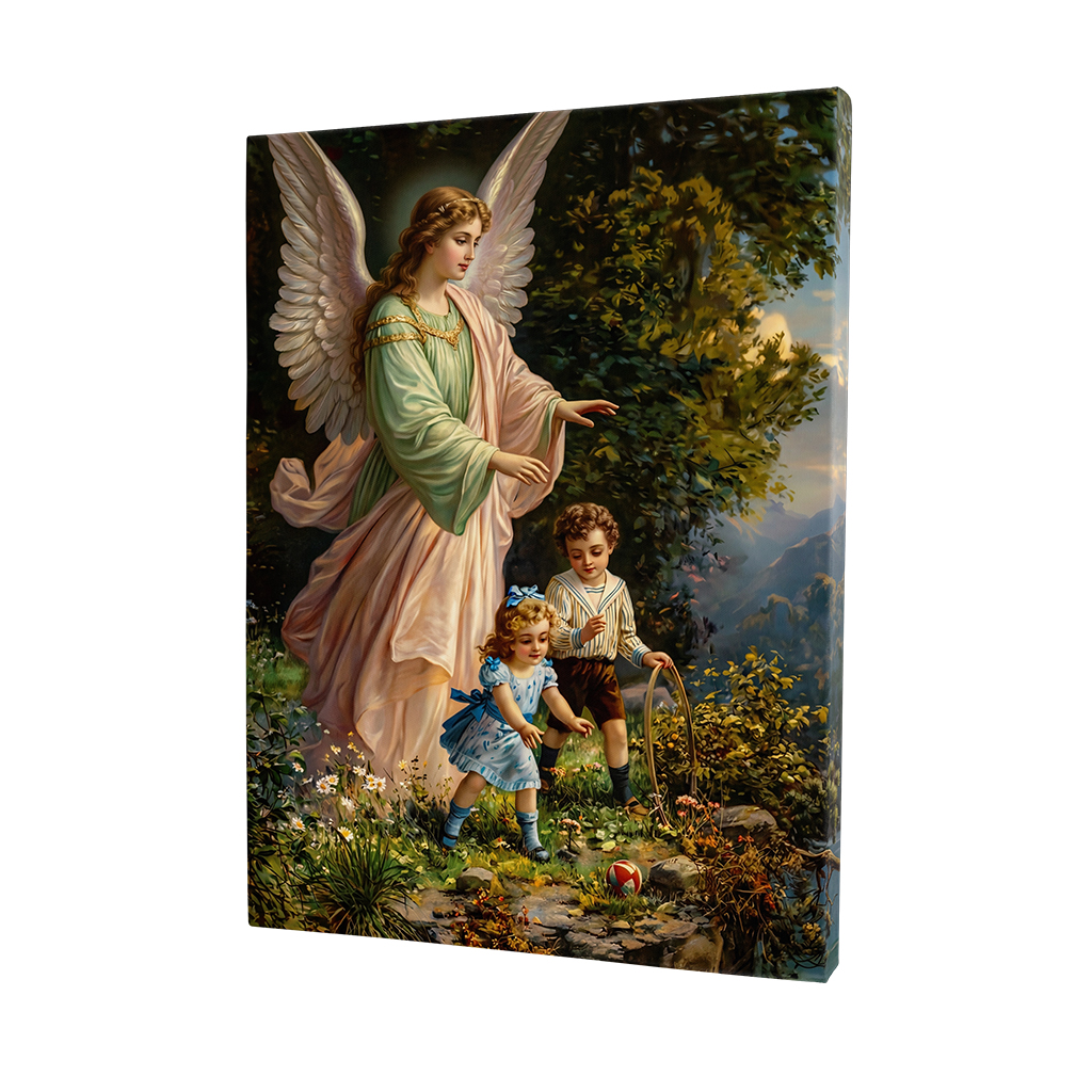 Anioł Stróż z dziećmi hula hop canvas obraz.jpg